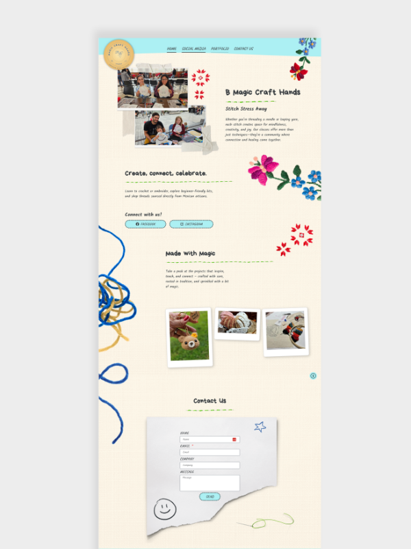 1 Screenshot of a website home page. The website is bmagiccrafthands.com.